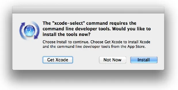 Figure 11: Running the "xcode-select --install" command results in this dialog