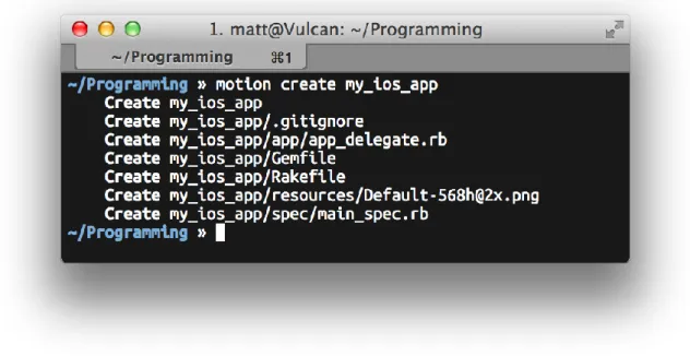 Figure 13: The application initialization command displays what files it created for the developer