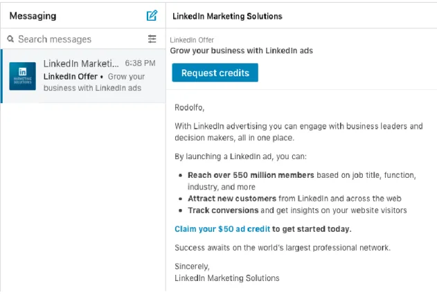 Figure 11. LinkedIn’s InMail Sponsored message (LinkedIn.com) 