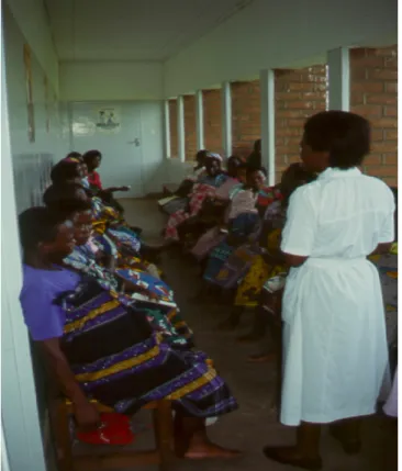 Figure 3 . Educational session at antenatal clinics in Lungwena health centre 