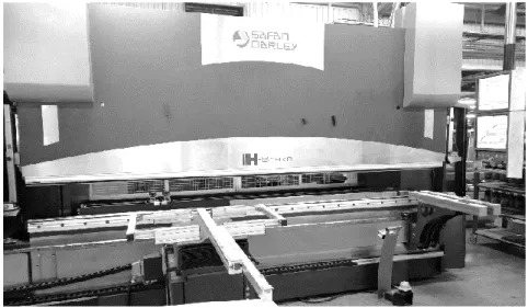 Figure 9.   A Safan Darley’s press brake machine, used in the target company  The backgauge shows how far operators need to push the workpiece