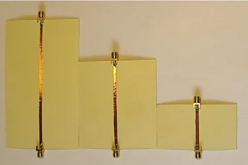 Figure 5.2. The fabricated microstrip lines on sintered cardboard.  