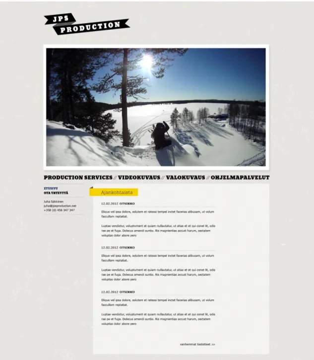 FIGURE 3. The design for the home page of JPS Production website. 