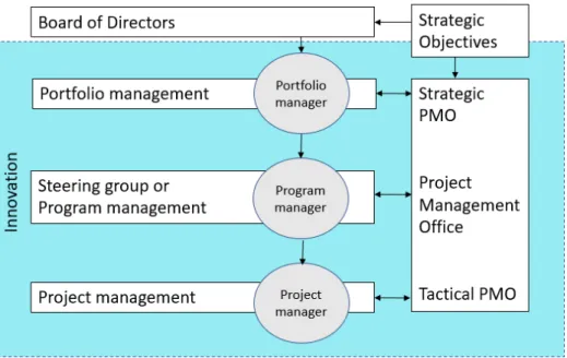 Figure 2.2 Innovations in relation to projects in an organization 