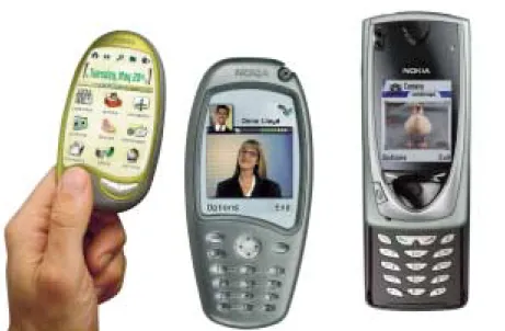 Figure 1.1. Two examples of Nokia smart phone concepts, and one smart phone product (Nokia  7650)