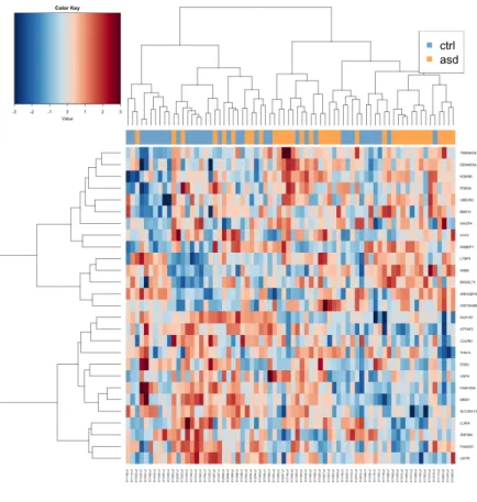 Figure 5.1. Heatmaps visualizing the genes closest to being DE in siblings (a) and un- un-related samples (b) shows that the siblings do not form distinct clusters