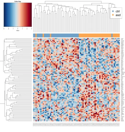 Figure 5.2. Heatmaps of the closest to DM genes from both the siblings and the unrelated samples show that some difference exists between the groups