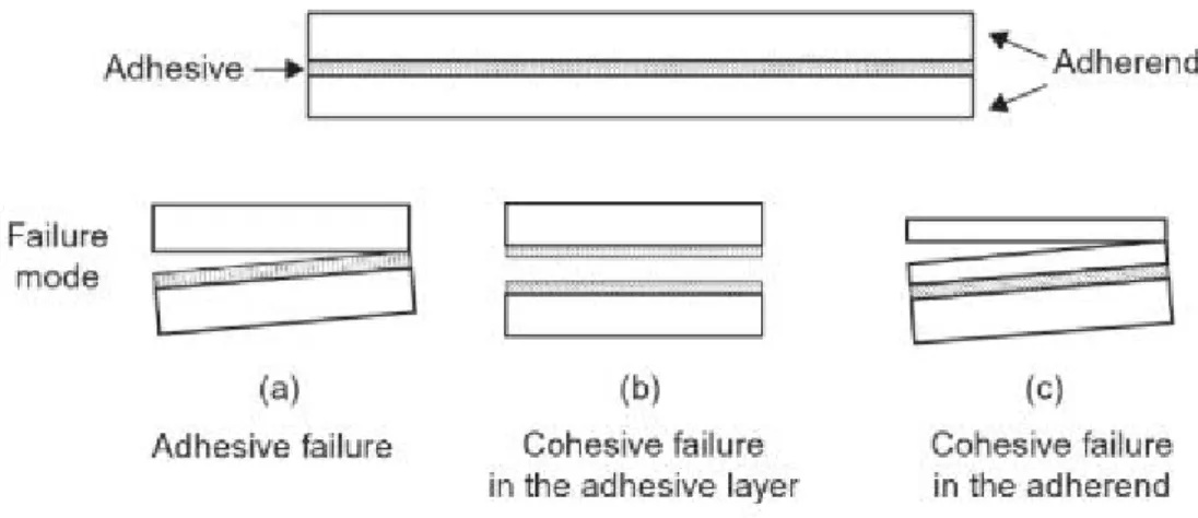 Figure 9  Adhesive and cohesive failures (Ebnesajjad 2011, p.10) 
