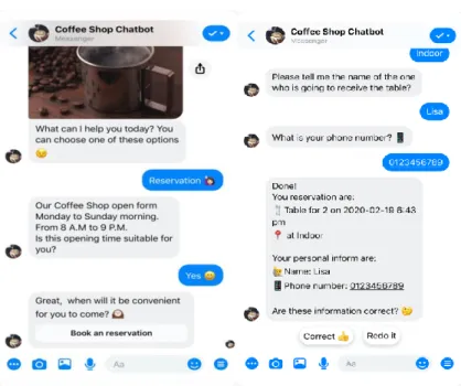 Figure 7: Chatbot helps a customer in booking reservation 
