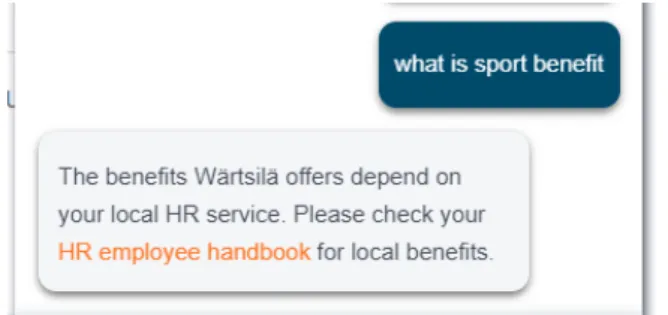 Figure 6. Valid Hyperlink Displays on HR Virtual Assistant UI. 