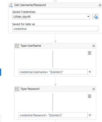 Figure 17. UiPath Get Username/Password Activity 