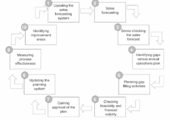 Figure 6. Sales and operations planning key steps (Parravicini 2015, 171). 