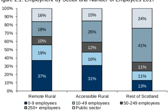 Figure 2.1: Employment  by  Sector and  Number  of Employees 2017 