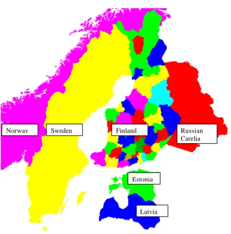 Figure 2.  Monitoring area and territories of dispatching centres