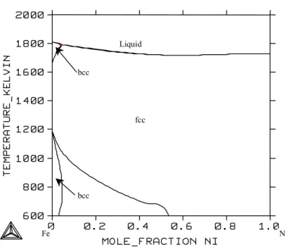 Figure 11. The assessed phase diagram for the system Fe-Ni. 