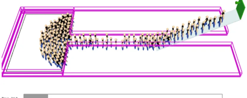 Figure 10. The IMO 11 staircase test case modelled by FDS+Evac using the EVSS method.