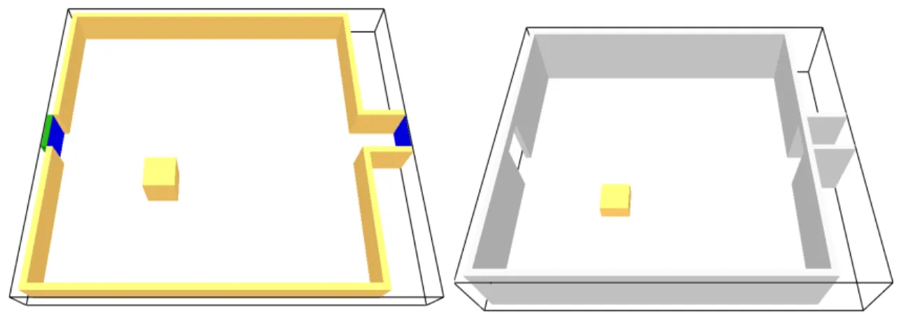 Figure 35. Example 1: Evacuation and fire calculation geometries.