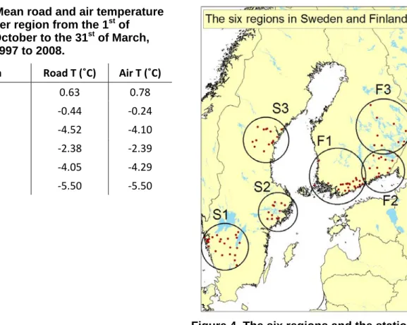 Figure 4. The six regions and the stations   