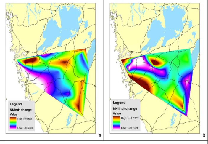 Figure 12. Maps show the percentage change of how often ploughing will be needed in  the future compared to the past in the S1 region