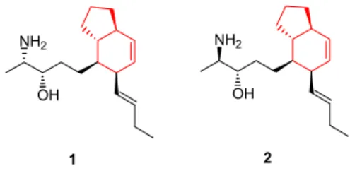 Figure 1. Structure of amaminols A 1 and B 2. 