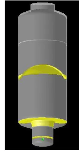 Figure 2.5.4.1. Scheme of the COOLOCE vessel with a conical test bed (left, top), a side view of  the test bed (left, bottom) and a snapshot of flame front propagation in a FLUENT simulation of  the THAI HD-2R test (right)