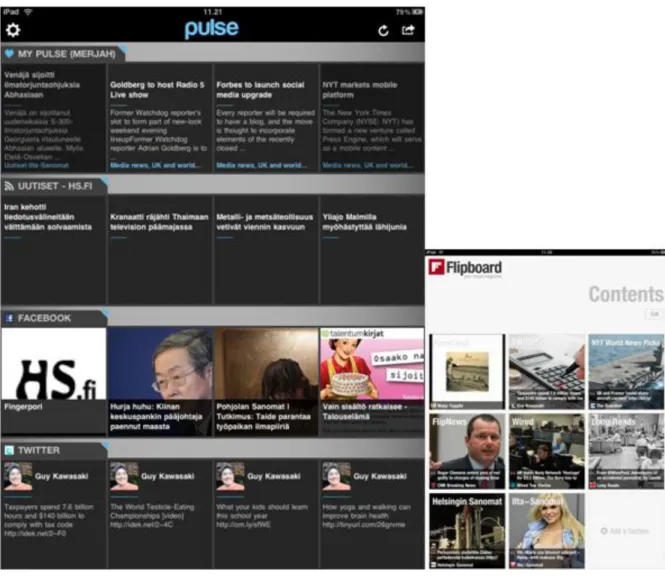 Figure 7 – Examples of content aggregators 