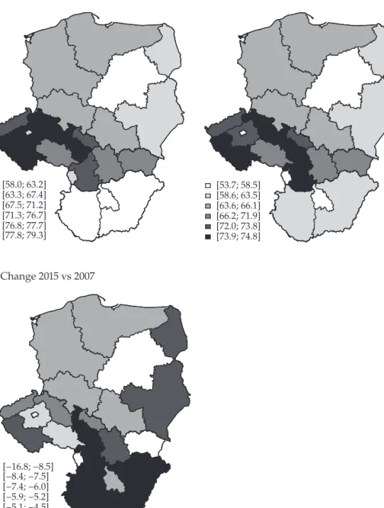 Figure 10. Spatial distribution of people with max. secondary education in V4 countries