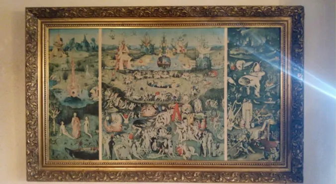 Figure No. 13. A framed Bosch painting print in Jarda’s living room. Source: author, 9/2017