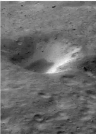 Fig. 1. An example of landslide uncovering regolith of  higher albedo on asteroid (433) Eros