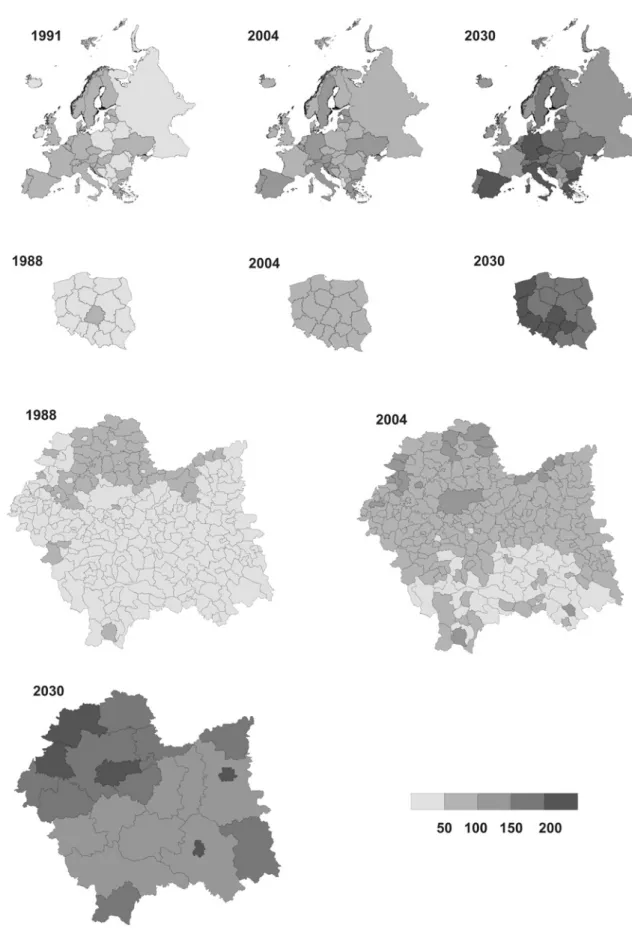 Fig. 4: the level and projections of the ageing index