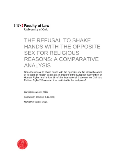 Recommendations The Refusal To Shake Hands With The Opposite Sex For Religious Reasons A Com