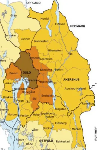 Figure 1.1 shows the Oslo region 2  as defined by Statistics Norway.  