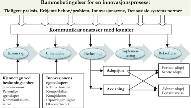Figur 1: En modell for de ulike typer faktorer som påvirker diffusjon av innovasjoner