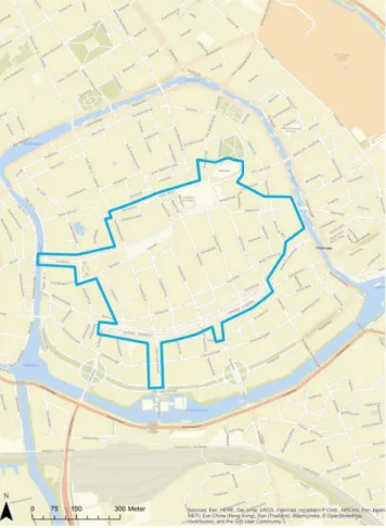 Figur 30: Bilfritt område i Groningen (blå linje) 
