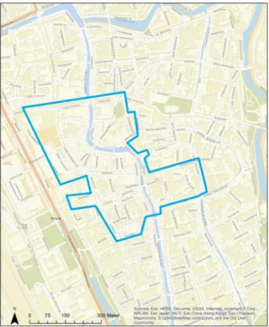 Figur 36: Bilfritt område i Utrecht (blå linje) 94