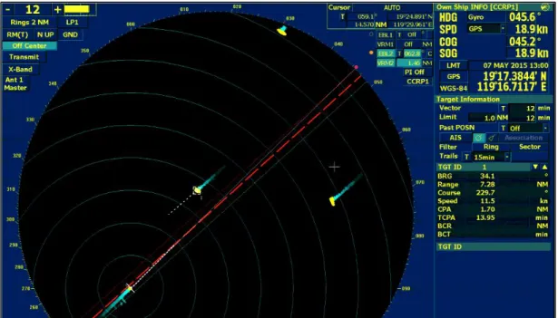 Figure 4: Radar screen shot at 1300 on 7 May 2015 