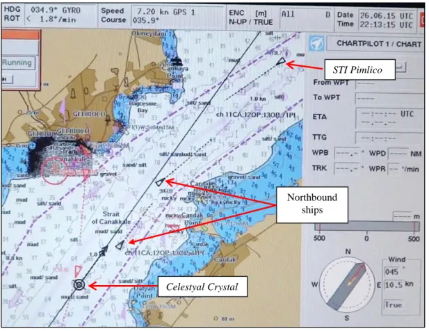 Figure 6: Screenshot of the ECDIS at 0113 as the pilot left the bridge 
