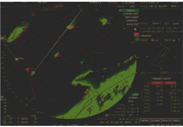 Figure 17: Radar screen showing vessels at 0122:07 
