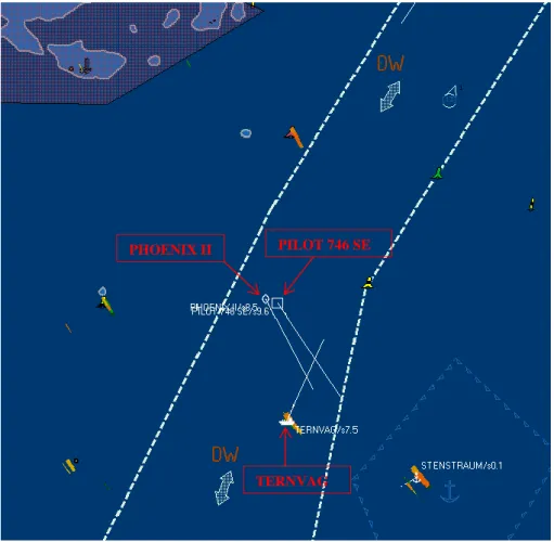 Figure  5.  The  vessels  position, heading  and  speed  at 02:09  when the  pilot  has disembarked