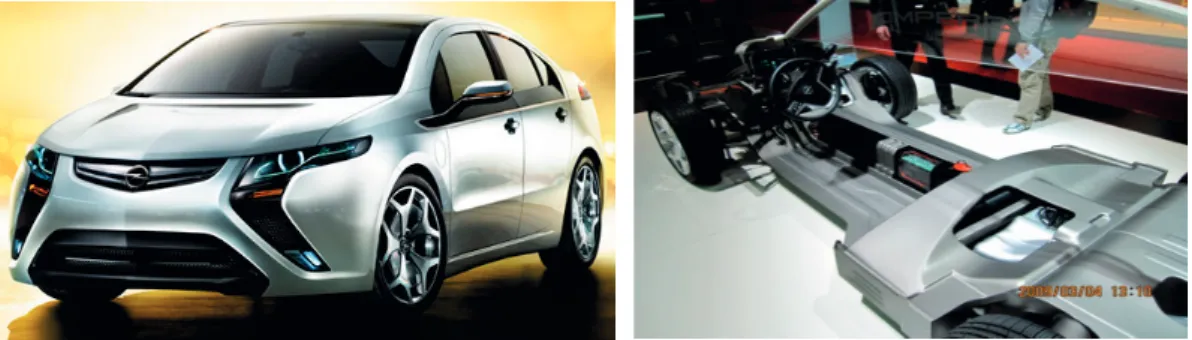 Figur 3.3: Opel Ampera har batterier som lades via nettet eller med bensinmotor 