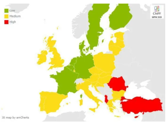 Figure 3.4.5.a. Indicator on Media literacy - Map of risks per country