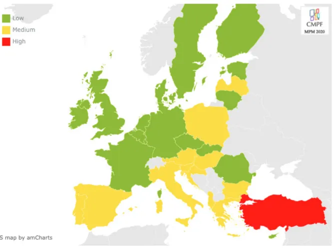 Figure 3.1.1.a. Indicator on the Protection of freedom of expression - Map  of risks per country