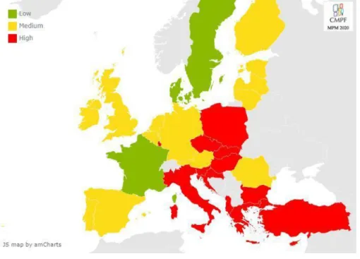 Figure 3.4.4.a. Indicator on Access to media for women - Map of risks per  country