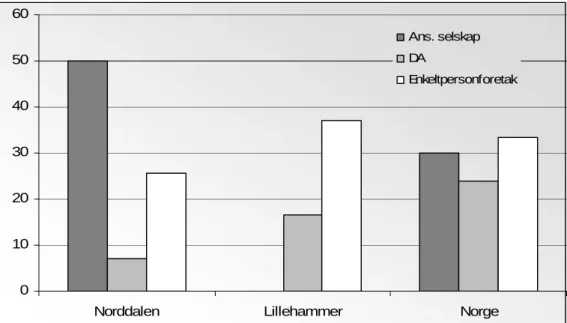 Figur 5 Eigarar av personlege føretak (2007), prosent kvinner