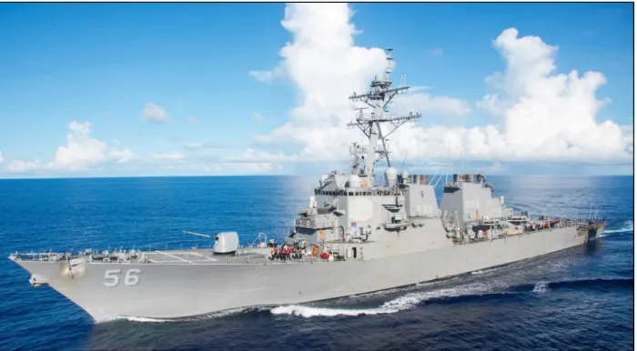 Figure 2. John S McCain preaccident. (Photo by Navy Mass Communication Specialist Seaman  Apprentice Gavin Shields) 