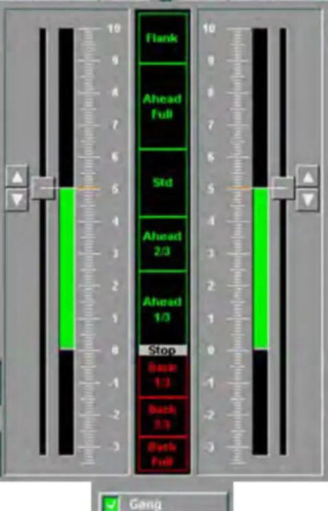 Figure 5. Steering control region of  IBNS  GUI  display,  with  opened  steering  location  menu