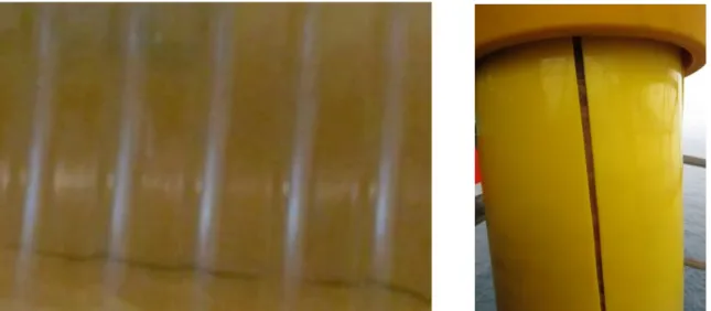 Figure 4-1 Inside of aged PA11 pressure sheath Figure 4-2 External sheath cracking