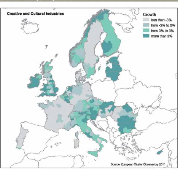 Figure 3. Creative and cultural industries average annual growth 2003/4-2008/9.