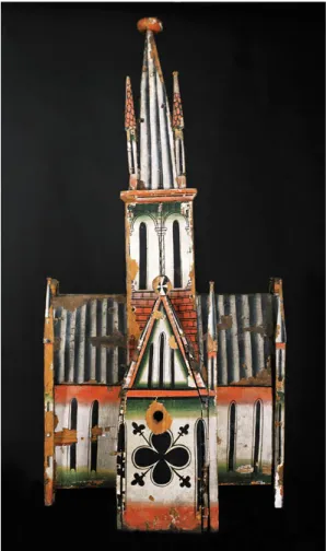 Fig. 20.6: Wooden church model, probably the headpiece of a ciborium. Oslo University Museum of Cultural history.