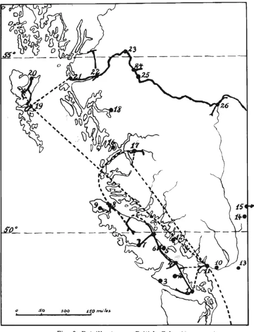 Fig. 3. Detailkort over British Columbia.